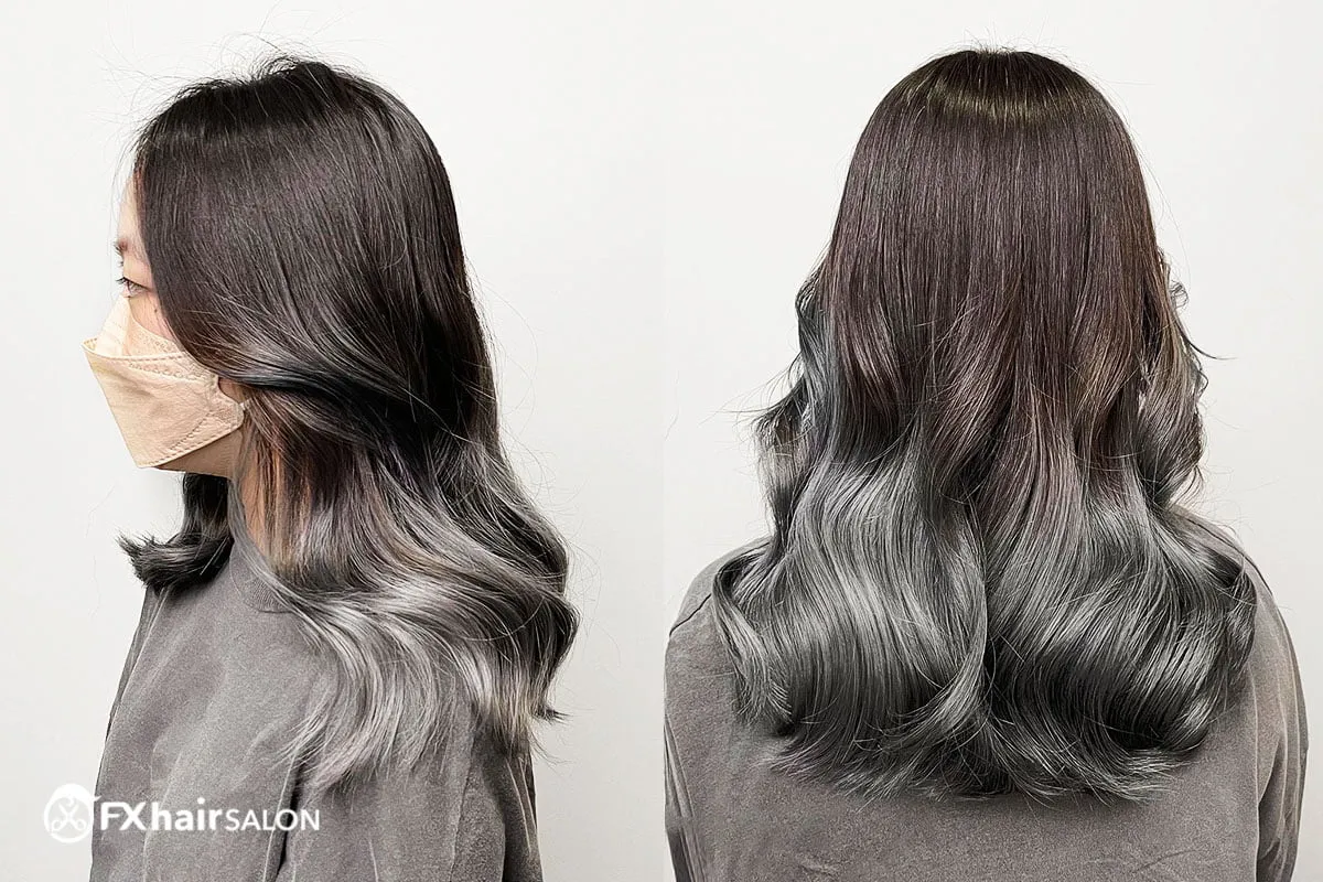 楠梓漂髮 女生 長髮 灰色 手刷染