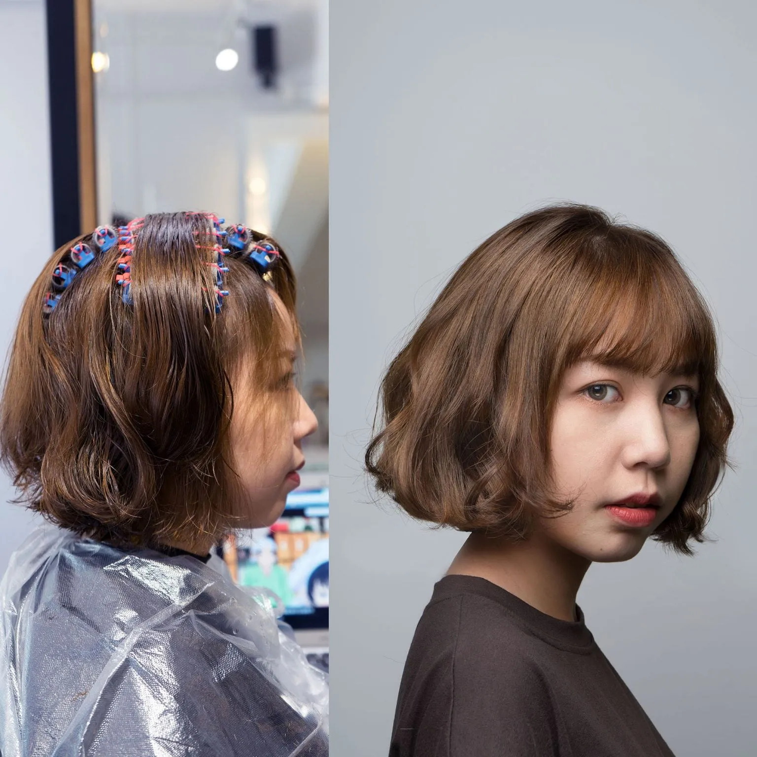 楠梓燙髮 女生 短髮 韓式髮根燙 燙髮過程