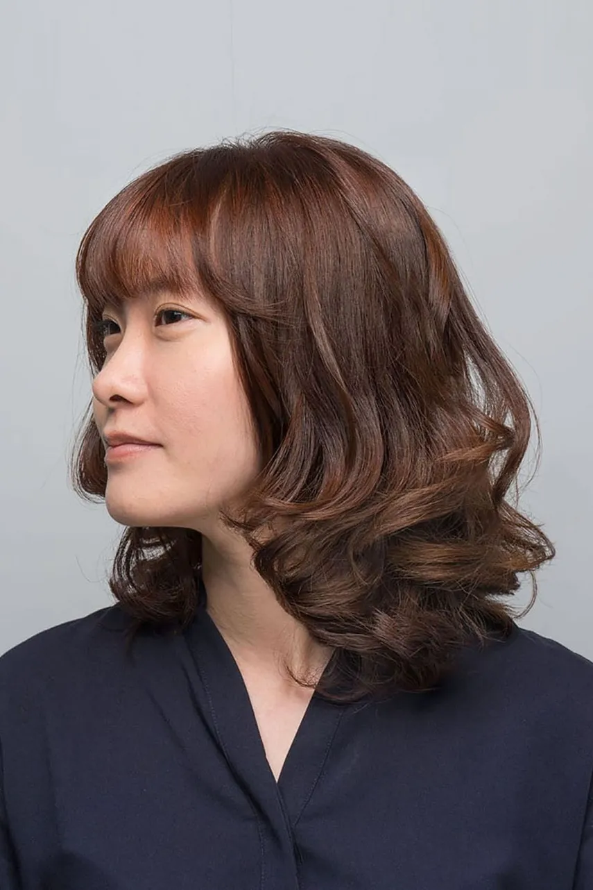 楠梓燙髮 女生 中長髮 捲髮 空氣瀏海