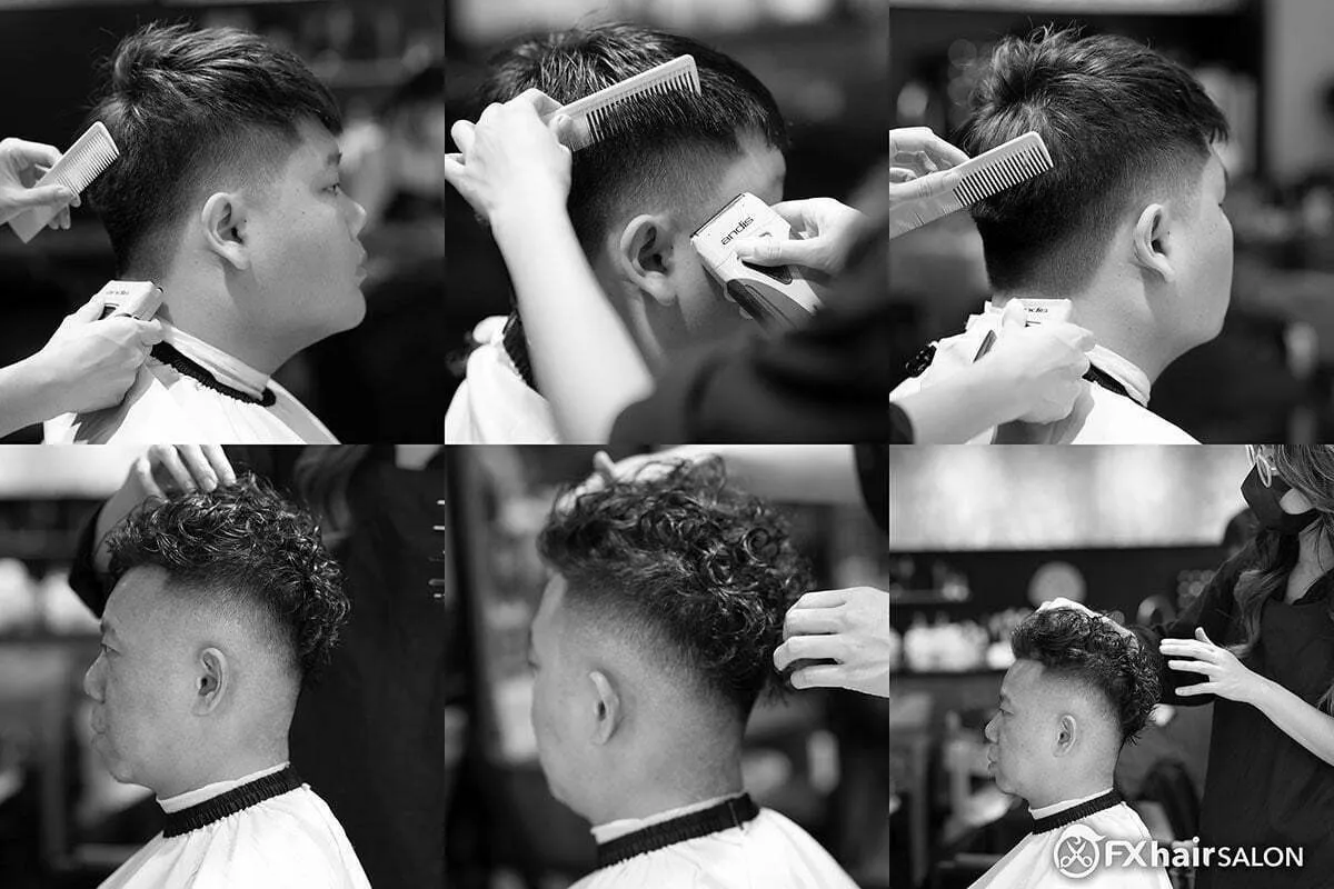 楠梓-男生-中等漸層油頭-剪髮過程-FX Hair Salon
