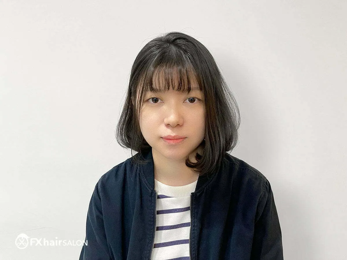 楠梓-女生-短髮-韓式大內彎燙髮-正面