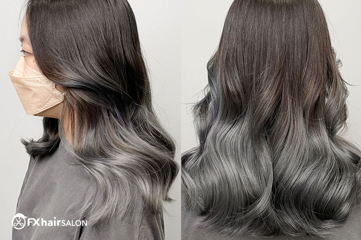 漂染髮色-手刷染灰色-FX Hair Salon